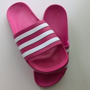 Adidas Women's Adilette Aqua Slides/ Sandals Pink/White Sz 7